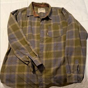 Flag Nor Fail Olive and Blue Plaid Button Down Shirt